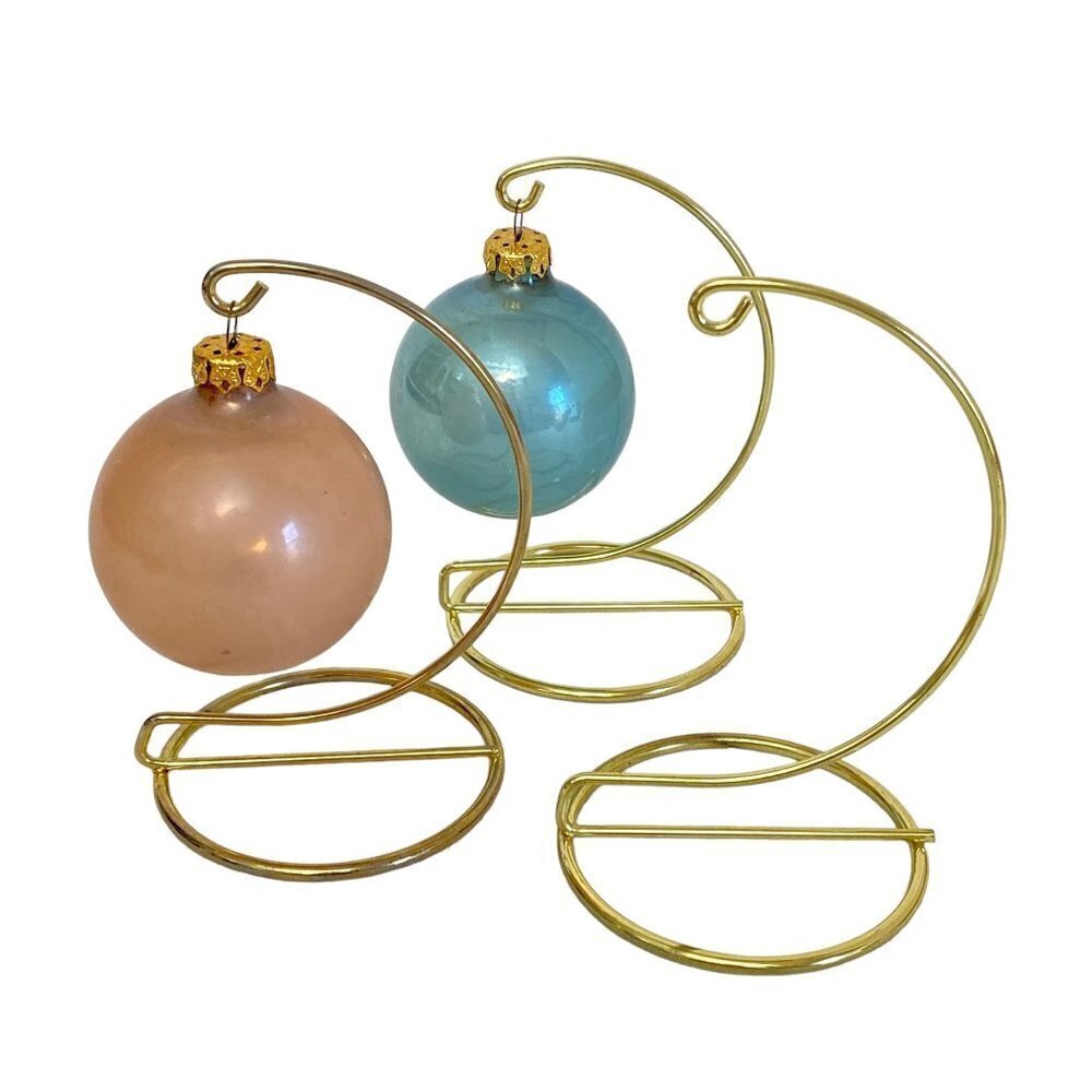 Set of Three Ornament Stands Goldtone Metal Display